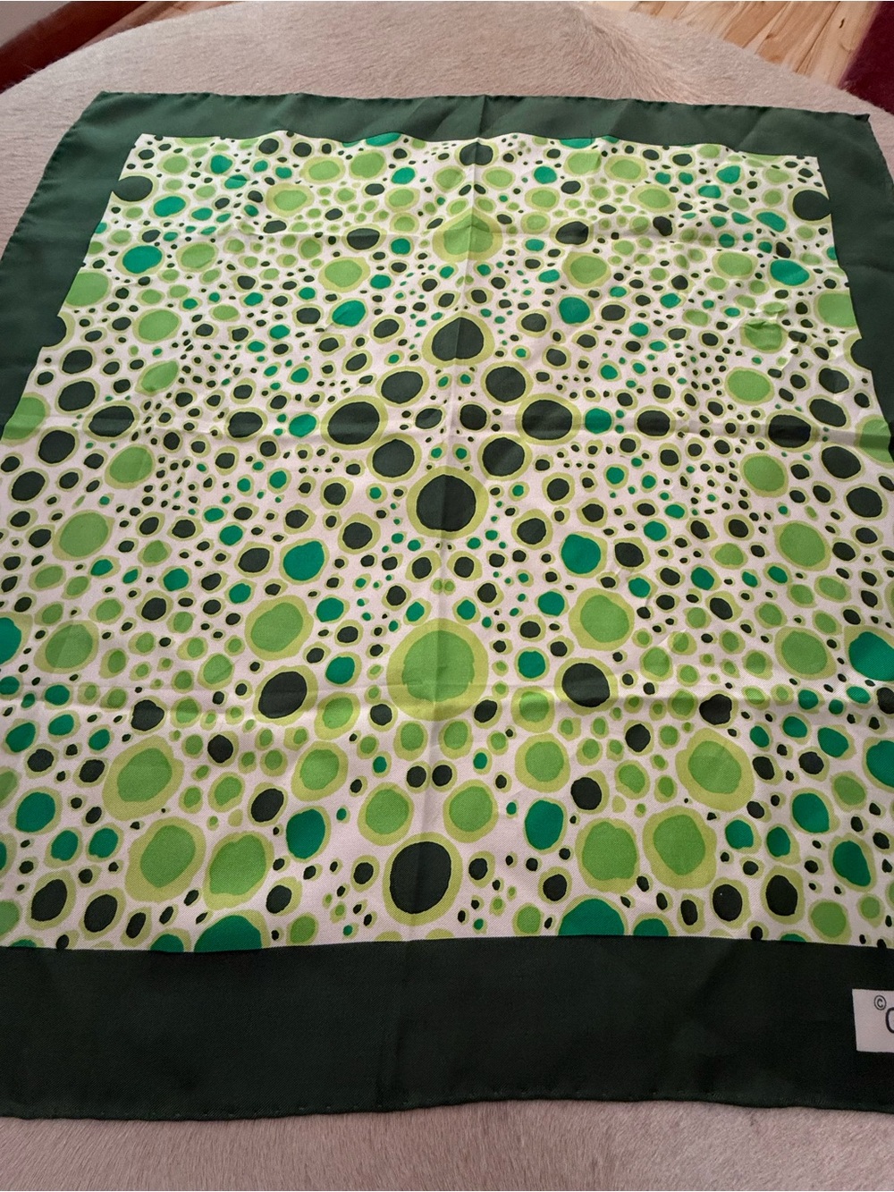 Givenchy Green and Ivory Dot Mosaic Silk Scarf - Picture 10 of 11